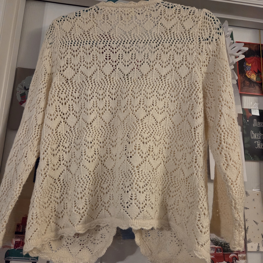 Emma James Cream Lace Cardigan Single Button XL Cottagecore - Picture 6 of 8
